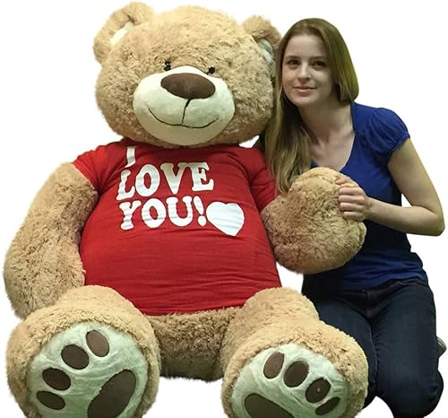 Big Plush Oso de peluche gigante con camiseta I Love You, enorme oso de peluche de 5 pies, animal de peluche, regalo amoroso, OSO de peluche, bonito