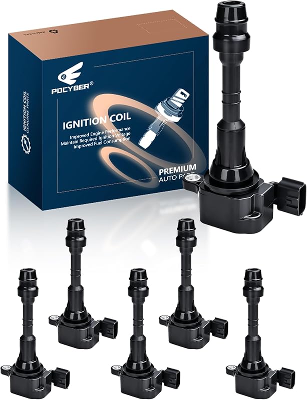 Jogo de bobinas de ignição POCYBER UF349 para Nissan e Infiniti V6 3.5L e 4.0L – 6 unidades