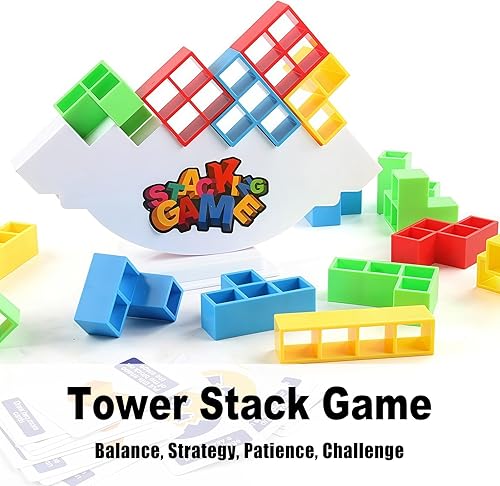 Miniatura 2 de Juego de bloques de ataque apilables, juegos de mesa para 2 jugadores + juegos familiares, juego de fiesta de viaje familiar para adultos y niños,