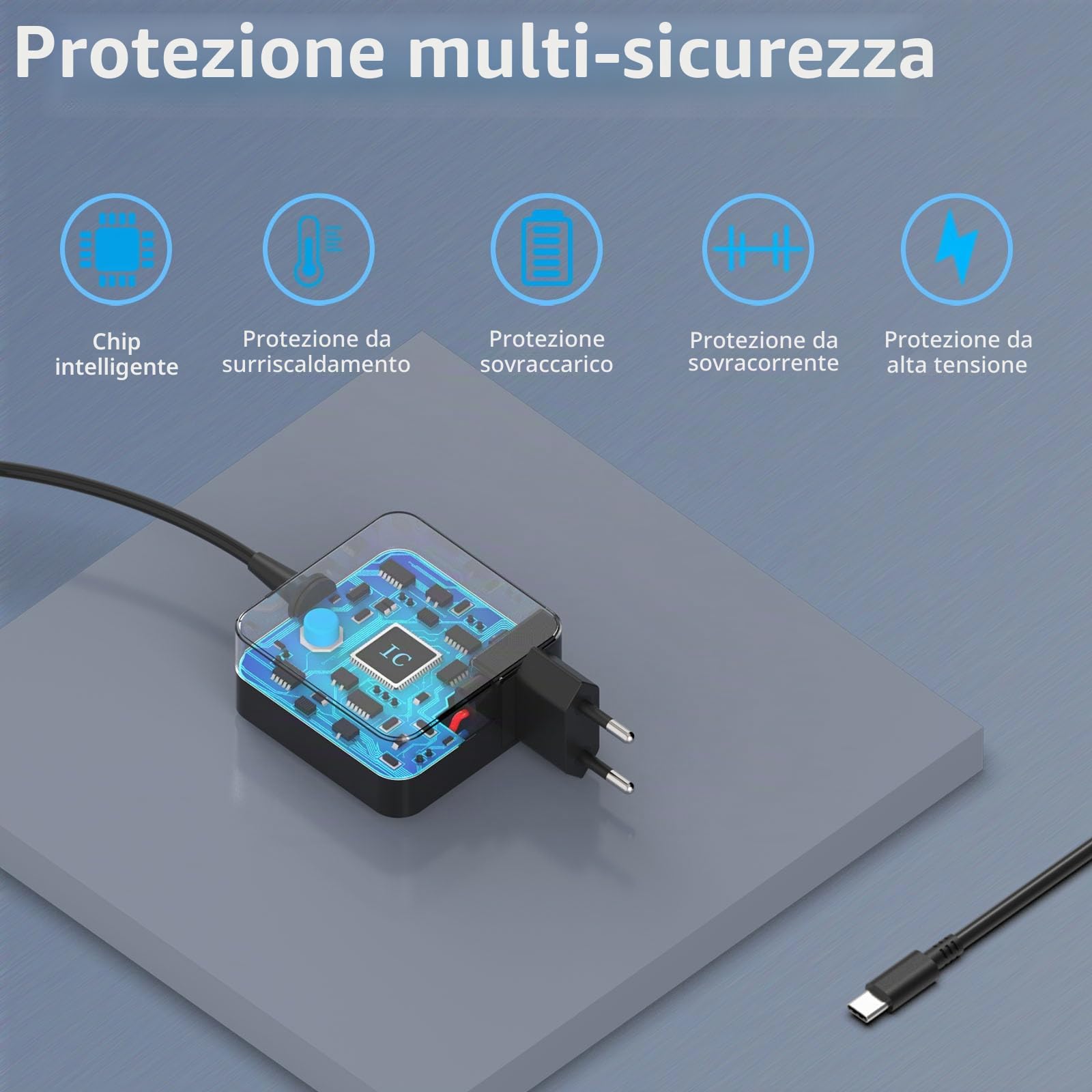 Hafiuege Caricabatterie 100W USB C – Alimentatore Universale per Notebook Compatibile con ASUS, HP, Lenovo, Acer, Samsung, Xiaomi, Huawei