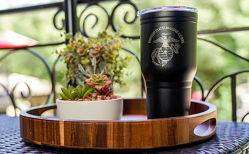 Miniatura 4 de Military Gift Shop USMC - Taza de viaje de café de 30 onzas, vaso de café aislado al vacío de doble pared, taza de café de acero inoxidable con tapa