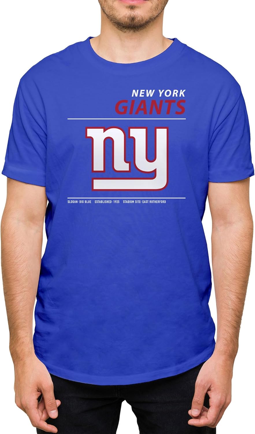 Hybrid Sports NFL - New York Giants - Logo and Stats - Men's and Women's Short Sleeve T-Shirt - Size Small