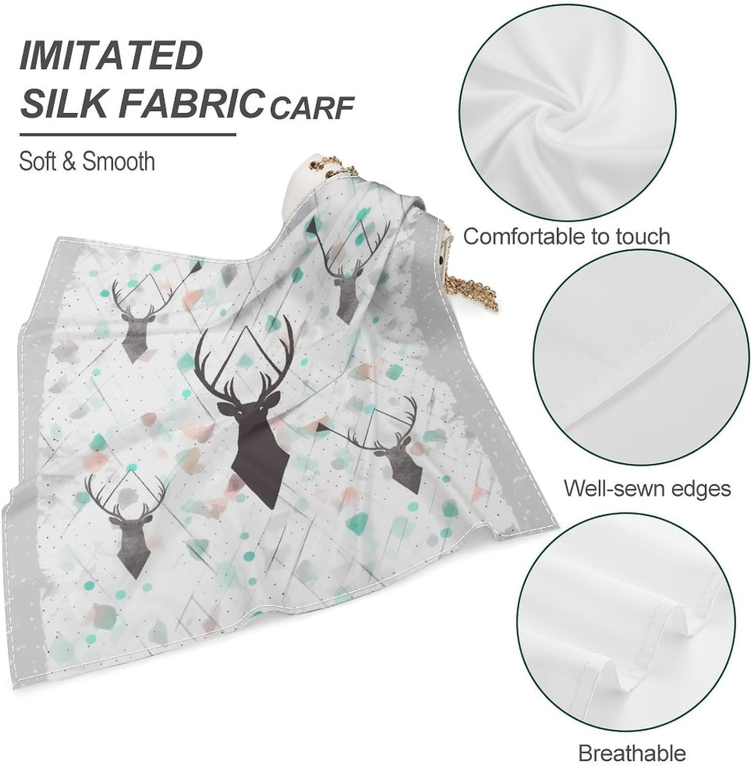 Bandana Headband Silk Hair Scarf Headwear Hunting Arrows Triangles Deer Bandanas Square Handkerchiefs for Men Women Face Mask image 4