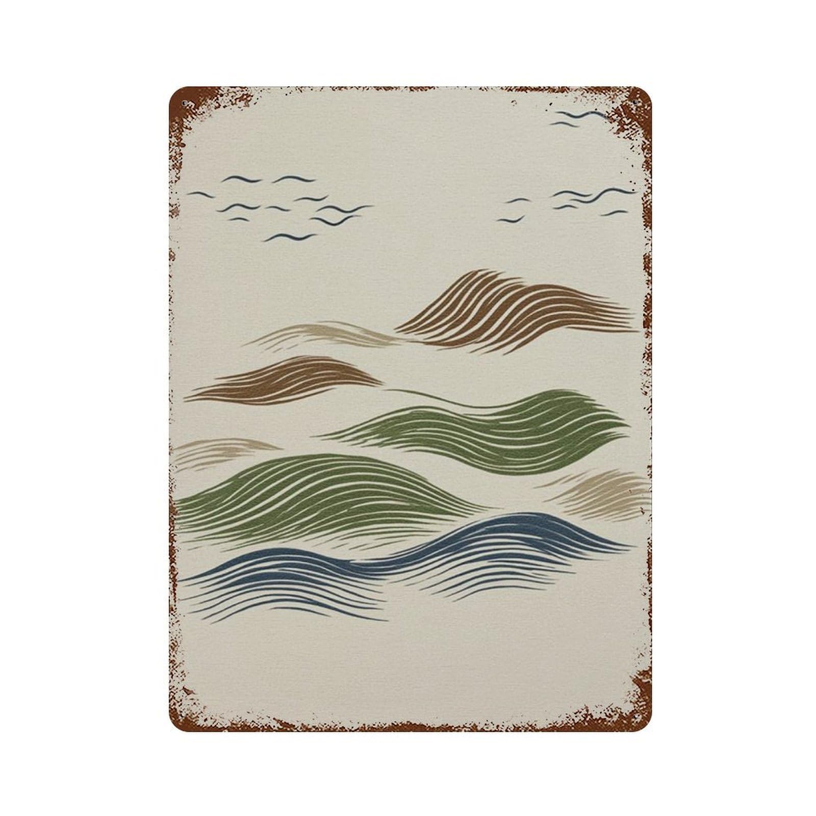 xiaoxiaoshen Abstract Landscape Rolling Hills Minimal Nature Neutral Scandinavian Wall Decor Art Metal Tin Poster Modern Home Decor Art Home Bar Shop Decorations Vintage Sign 40x30cm