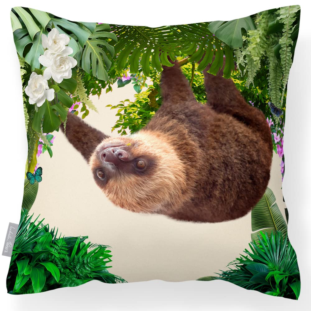 Izabela Peters Outdoor Cushions Waterproof, 43 cm, Filled, Smiling Sloth - Cream, Garden Furniture Cushions