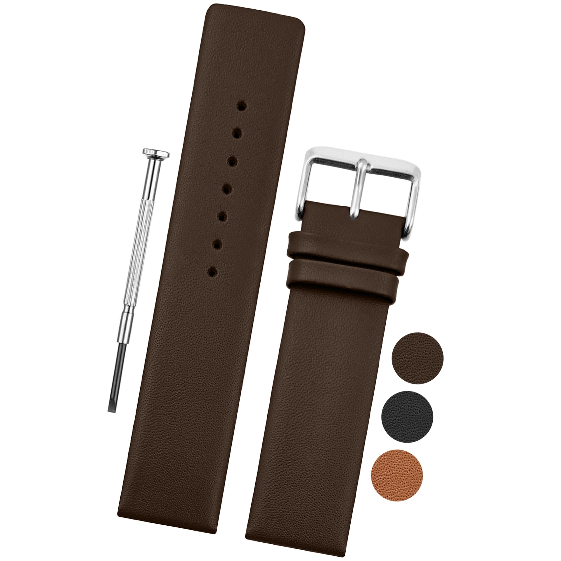 DBLACK NITRO Leather Watch Strap, Seamless Stitch-less Design, Matte Finish, Boxy Design Watch Band // For 20mm, 22mm, or 24mm Watch Belt (Choose Your Size & Color) (Dark Brown, 22mm) (B0CQZ1G7B4) Amazon Price History, Amazon Price Tracker