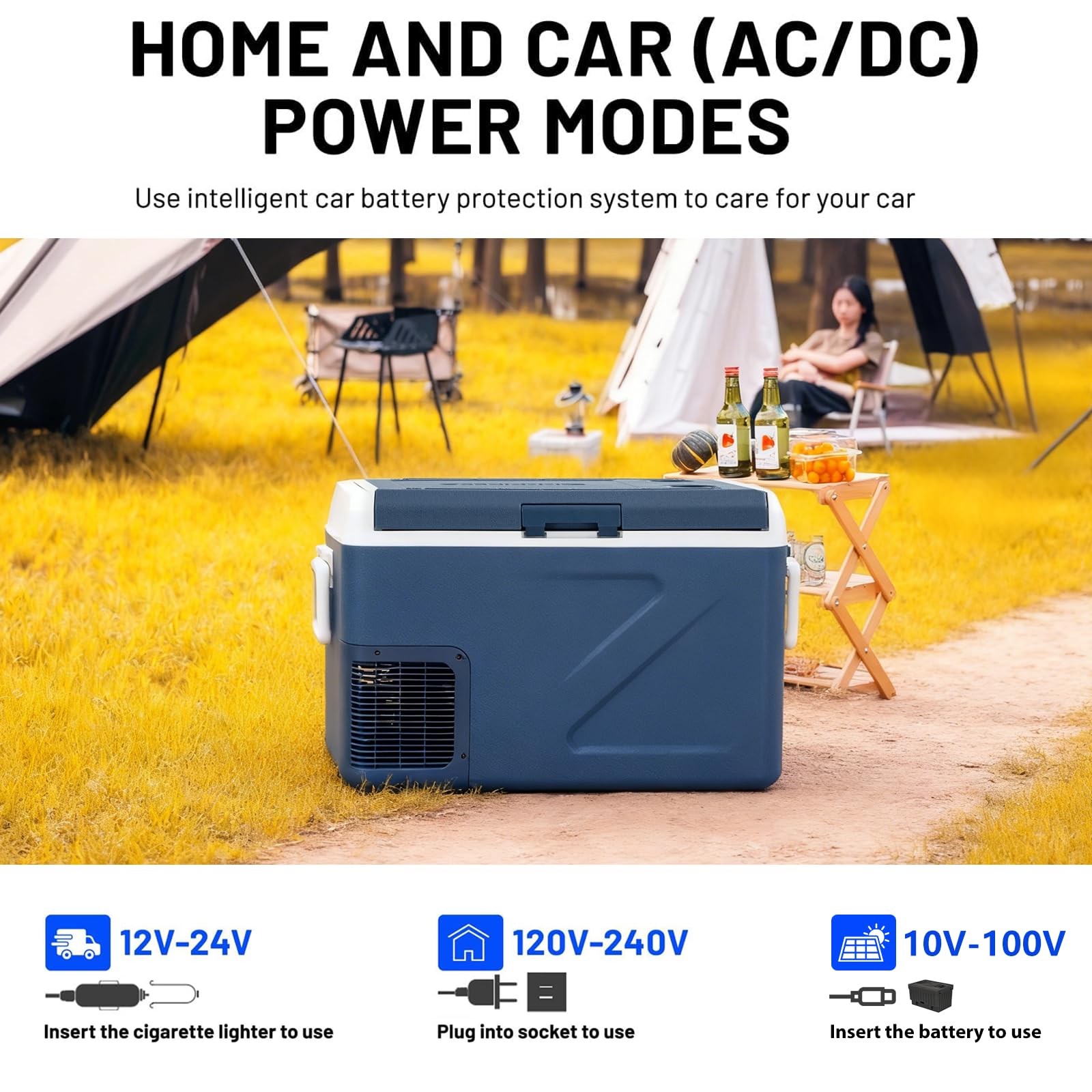ICF41 Frigorifero per auto da 12 Volt, 42QT/40L, refrigeratore elettrico portatile da 15,6 °C a 20 °C, 12/24 V CC 100-240 V AC, per campeggio, viaggi su strada, camper, camion
