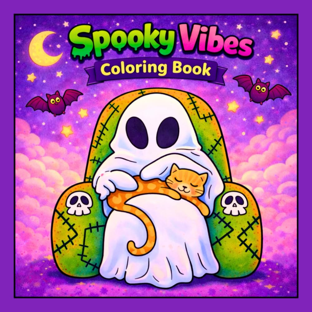 Spooky Vibes Coloring Book: 50 Cute and Spooky Coloring Pages for Adults and Teens – Relaxation, Stress Relief & Fun (Adorable Spooky Pages for Relaxation and Creative Fun)