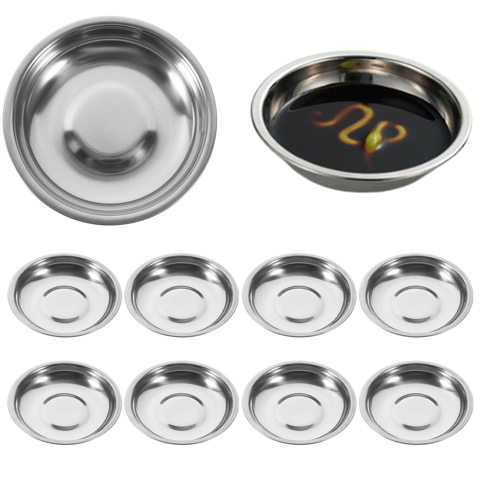 Soucoupes rondes en acier inoxydable HEMOTON 10x10 cm pour sauces
