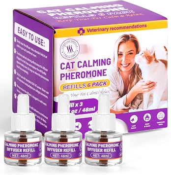 OSDUE Cat Calming Plug In Refiils, 3 Pack Pheromone Diffuser Refiils for Cats Relaxation, Anxiety Relief & Stress Relief, Calming Diffuser Refiil Kit for Cat, 90 Days