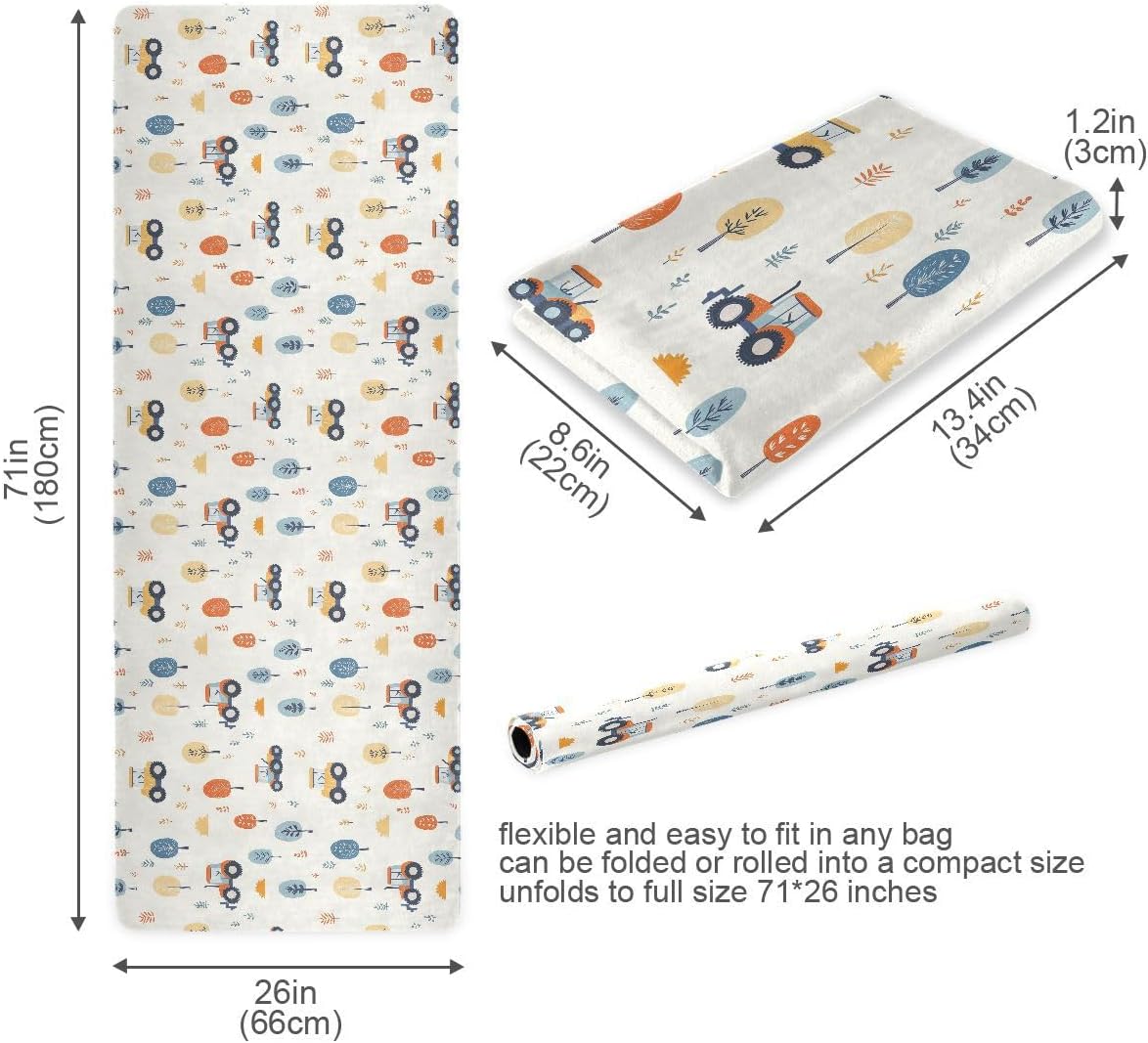 ALAZA Cute Tractor Vehicle Yoga Mat Non Slip Fitness Exercise Mat, Workout Mat for Yoga, Pilates and Floor Exercises