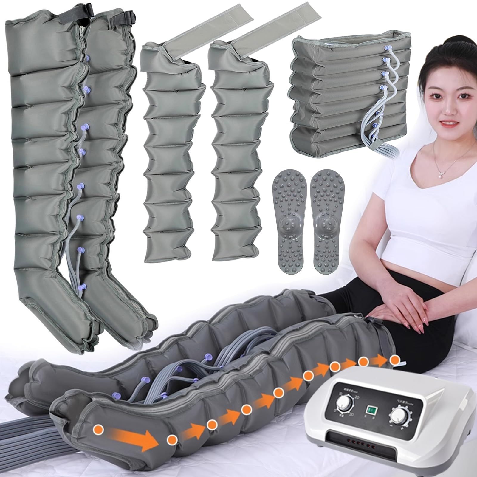 8 Cámaras Botas Presoterapia En Casa, Maquina Presoterapia Piernas Y Abdomen Brazo Profesional, Masajeador Piernas Compresion De Aire, Equipo De Presoterapia De Cuerpo Completo, Drenaje Linfático