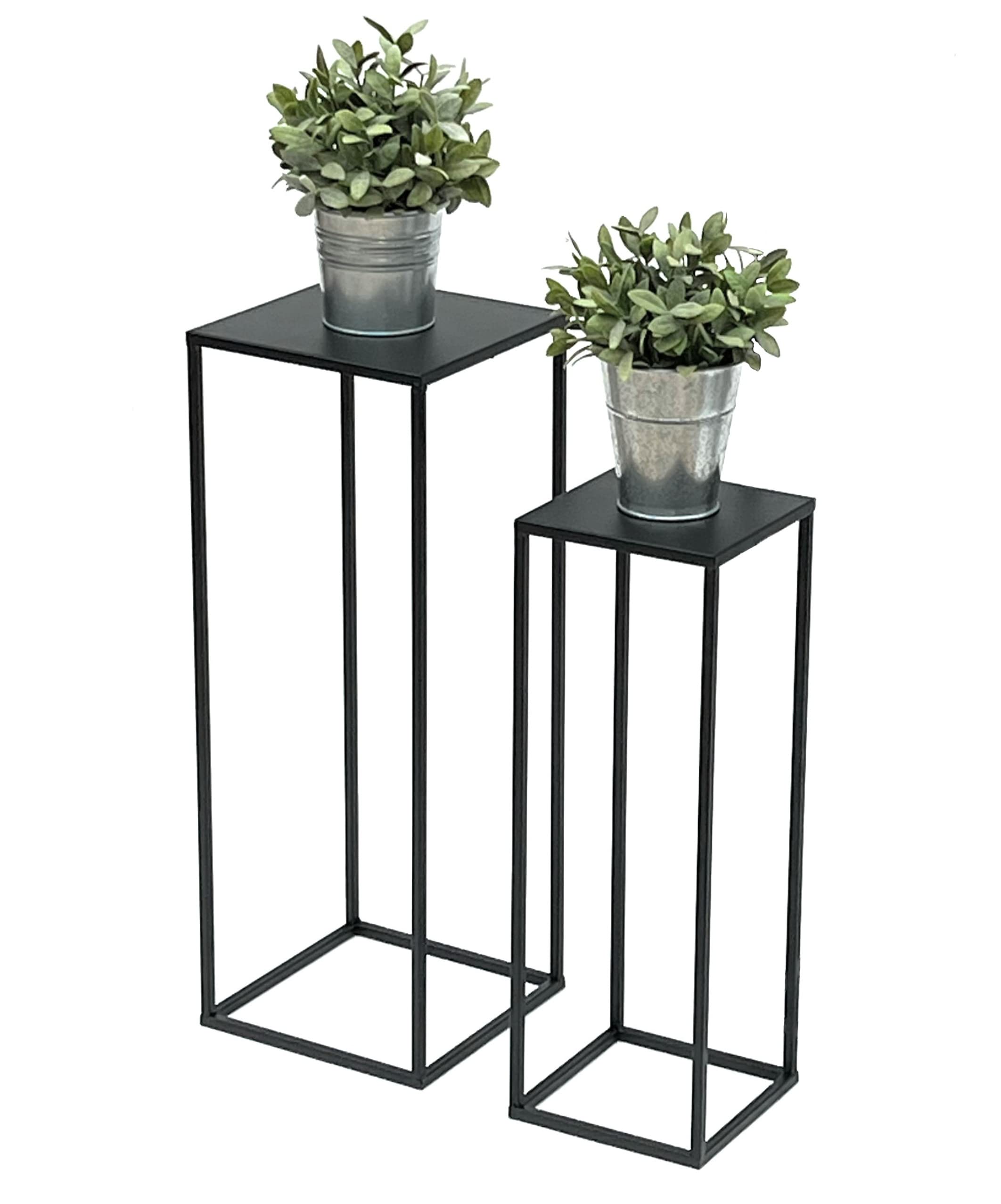 HAKU Set di 3 colonne di fiori, in metallo, nero, L 22 x P 22 x
