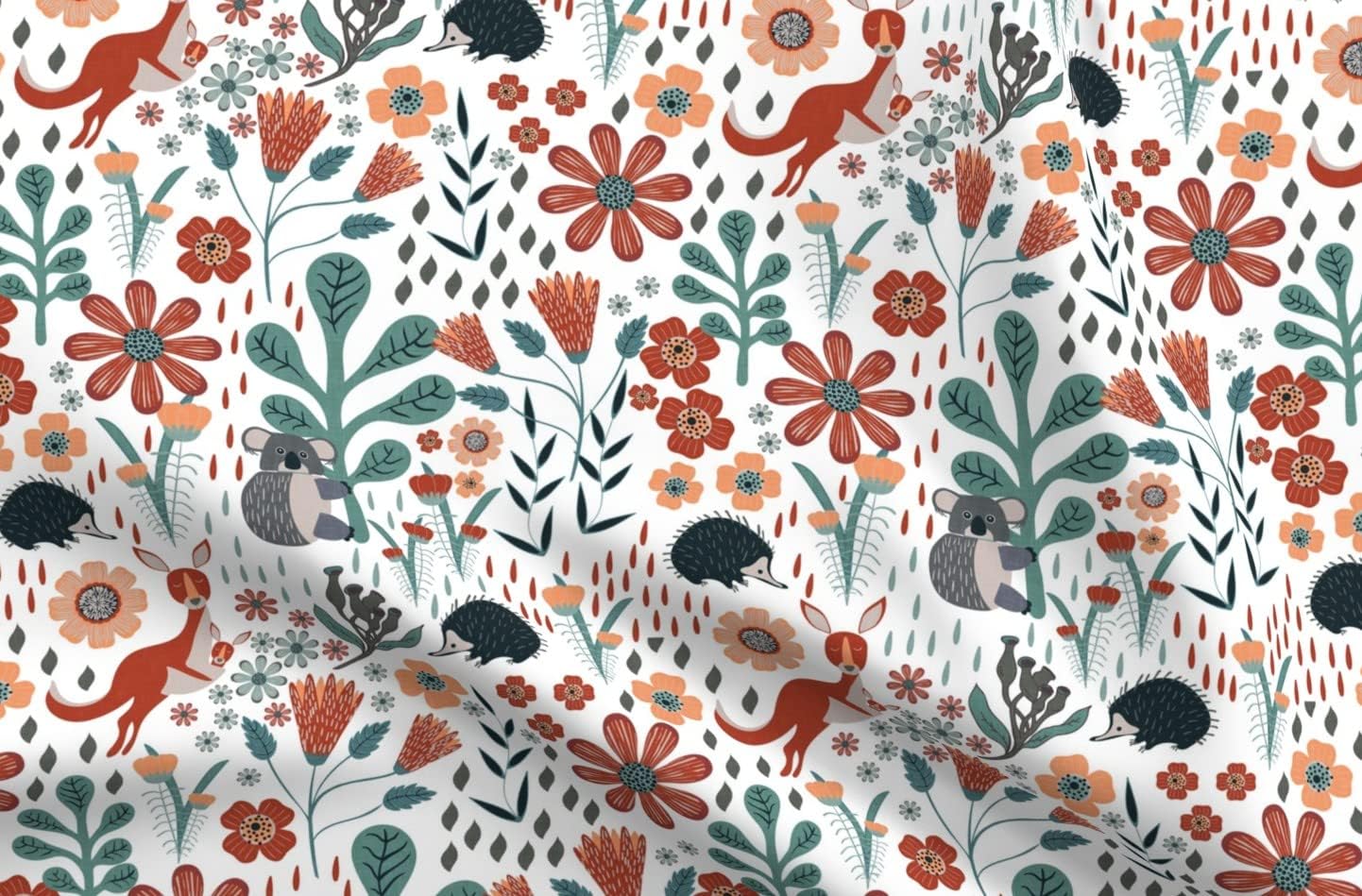 Spoonflower Fabric - Australia Kangaroo Koala Wild Recreation Printed on Upholstery Velvet Fabric Fat Quarter - Upholstery Home Decor Bottomweight Apparel