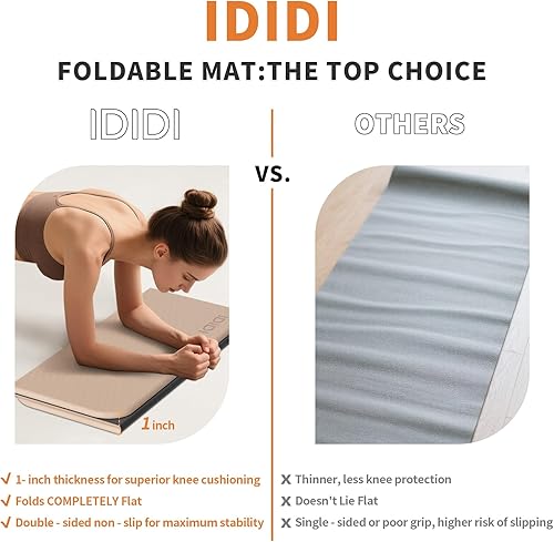 Miniatura 7 de Almohadilla plegable de ejercicio y yoga para gimnasio o uso doméstico, almohadilla de rodillas ecológica de 1.0 pulgadas de grosor y tapete de