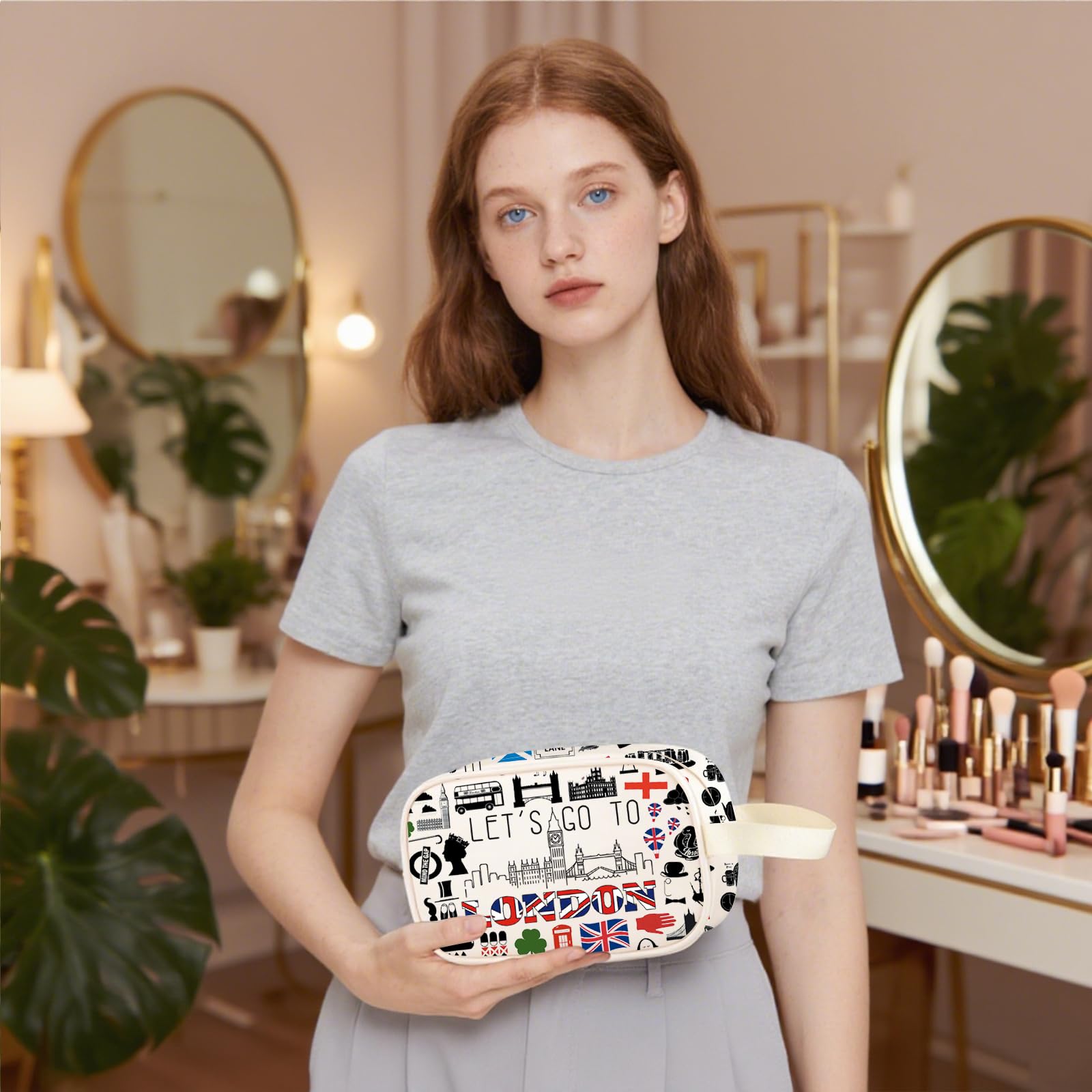 London Tavel Vacation Gift London Trip Clear Makeup Bag Let’s Go To London PU Leather Cosmetic Bag London Souvenir (London PU) - Image 4