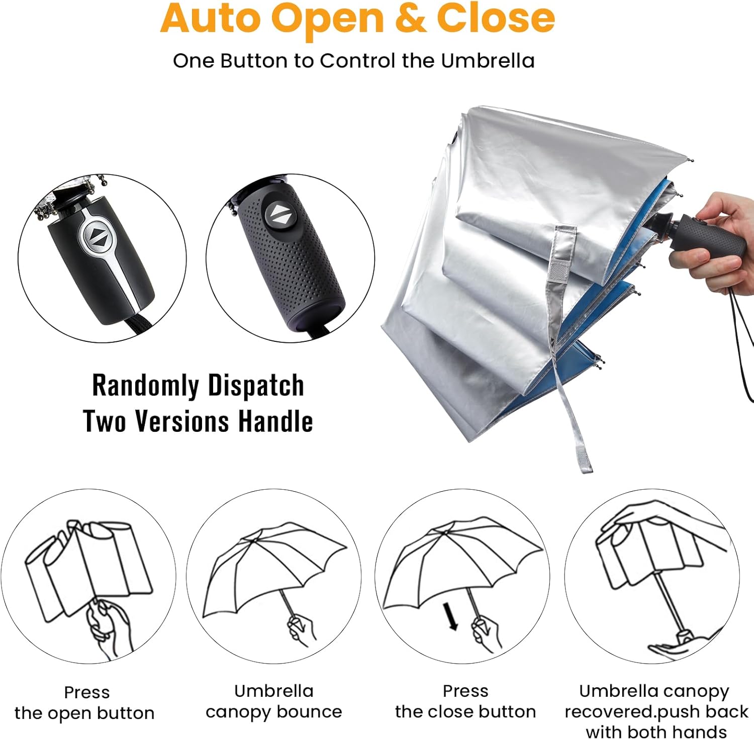 Prospo UPF 50+ UV Protection Umbrella for Sun & Rain, Large Compact Travel Umbrella Windproof, 46 Inch Auto Open Close Sun Blocking for Women Men - Image 3