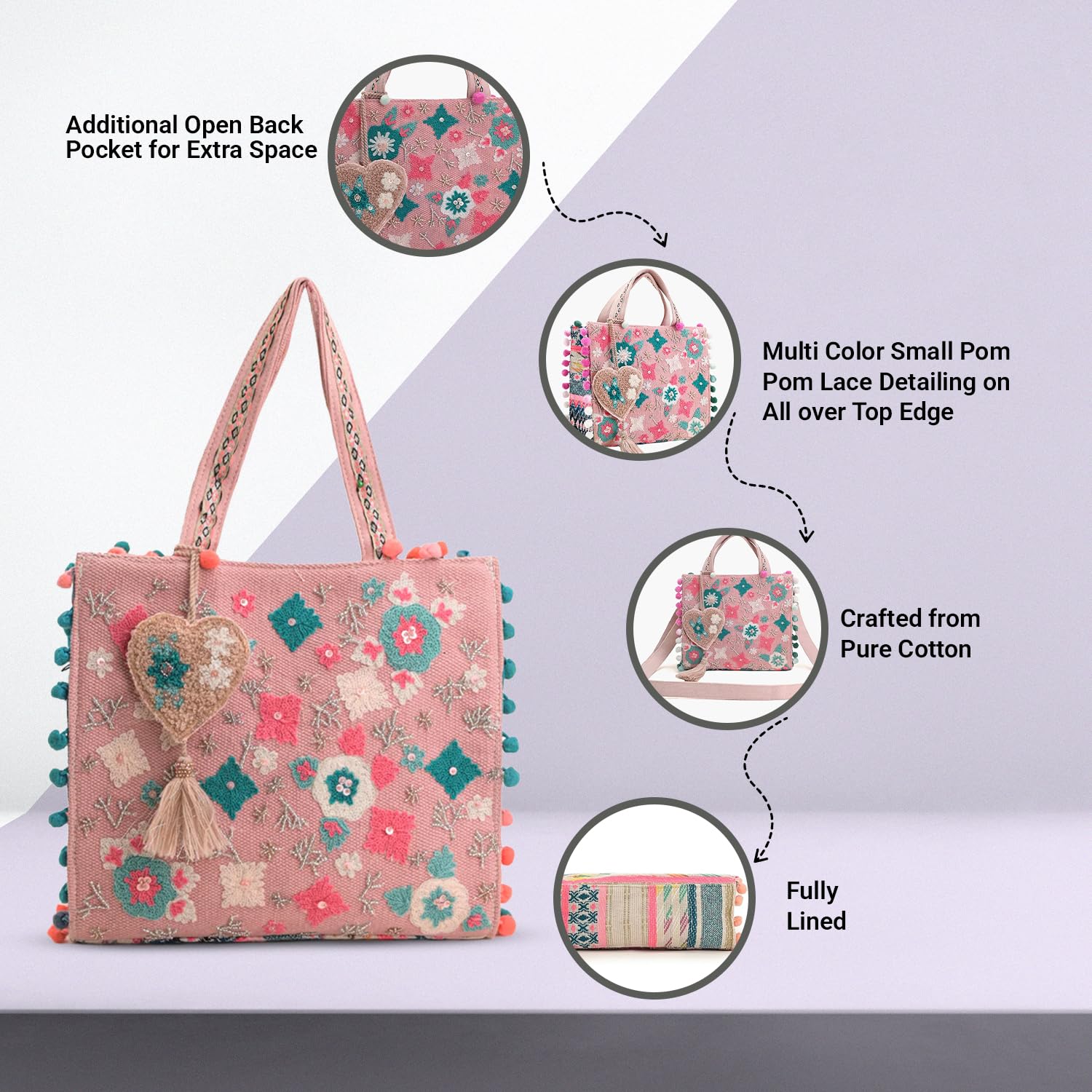 Boho Girl Mini Tote Bag for Women Whimsical Jacquard Handbag with Adjustable Strap Stylish and Elegant Ladies Crossbody Shoulder Purse, Sling Bag Perfect Birthday, Anniversary and Wedding Gift 3