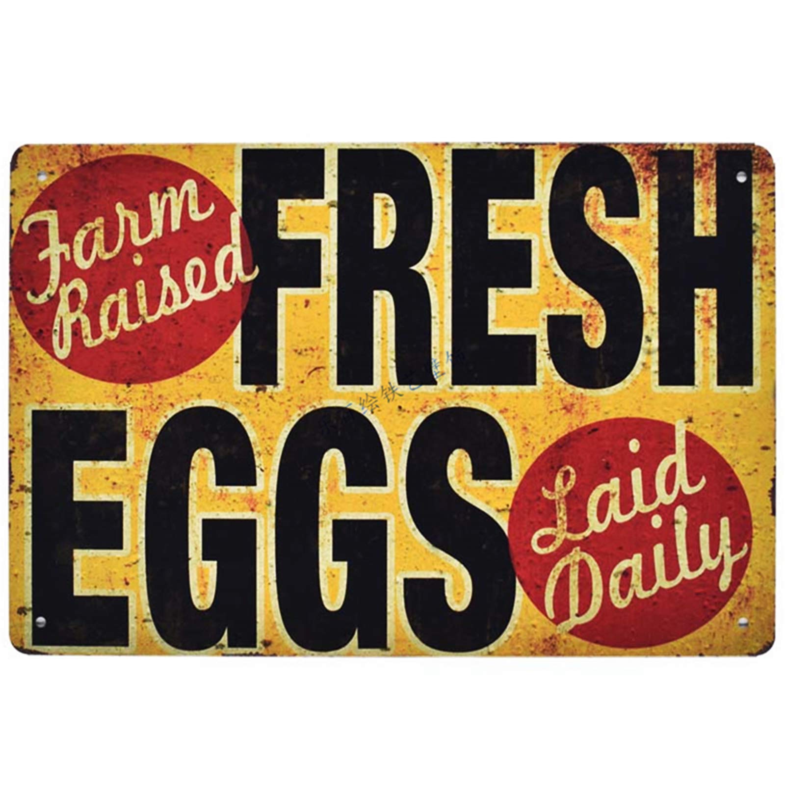 peiyeety Retro Metal Tin Sign 12 X 16 Inches for Farm Fresh Eggs Raised Rustic Retro Bar Country Home Bedroom Wall Restaurant Hanging Signs
