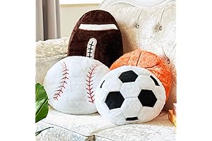 Plush Sports Theme Pillows 4 Pack: Soccer Ball, Basketball, Baseball & Football
