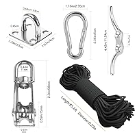 Vista 2 de LAIWOO M15 Kit de Sistema de Poleas de Acero Inoxidable - Rueda de Polea de Servicio Pesado, Bloque de Polea con Cuerda de Nylon, Ganchos, Placa