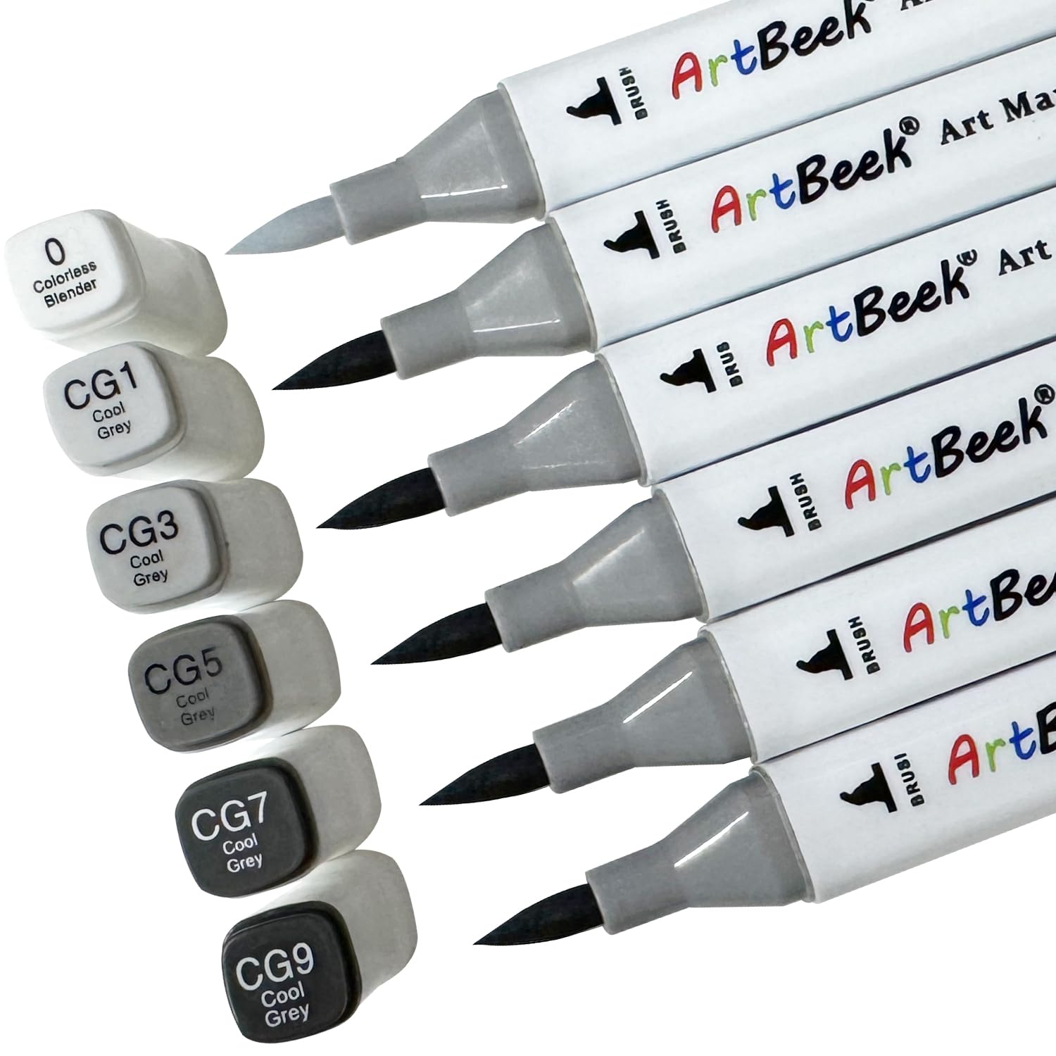 ArtBeek 6pcs Gray Alcohol Markers, Brush Tip Art Markers for Building Interior Design Drawing