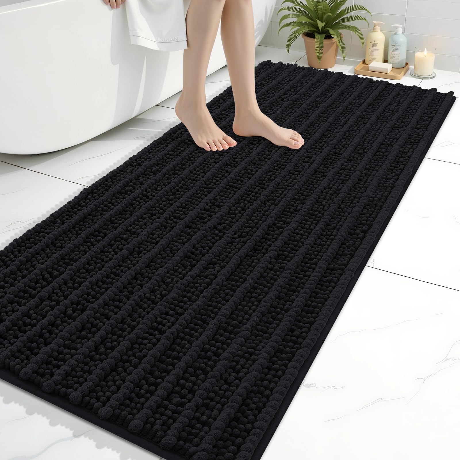 Arotive Bathroom Rugs Mat 60x24, Soft Absorbent Chenille Shaggy Bath Mat