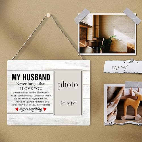 Miniatura 4 de Nurawo Regalo para marido de parte de la esposa, regalos para marido, regalo romántico para marido esposo, marco de fotos de madera para mesa o