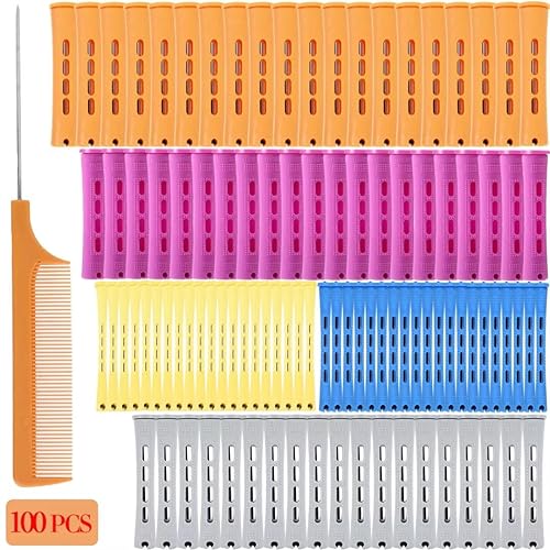 Vista 2 de Juego de 100 varillas rizadoras de cabello – Rodillos de plástico de onda fría para peinado natural, largo o corto, herramientas de peluquería