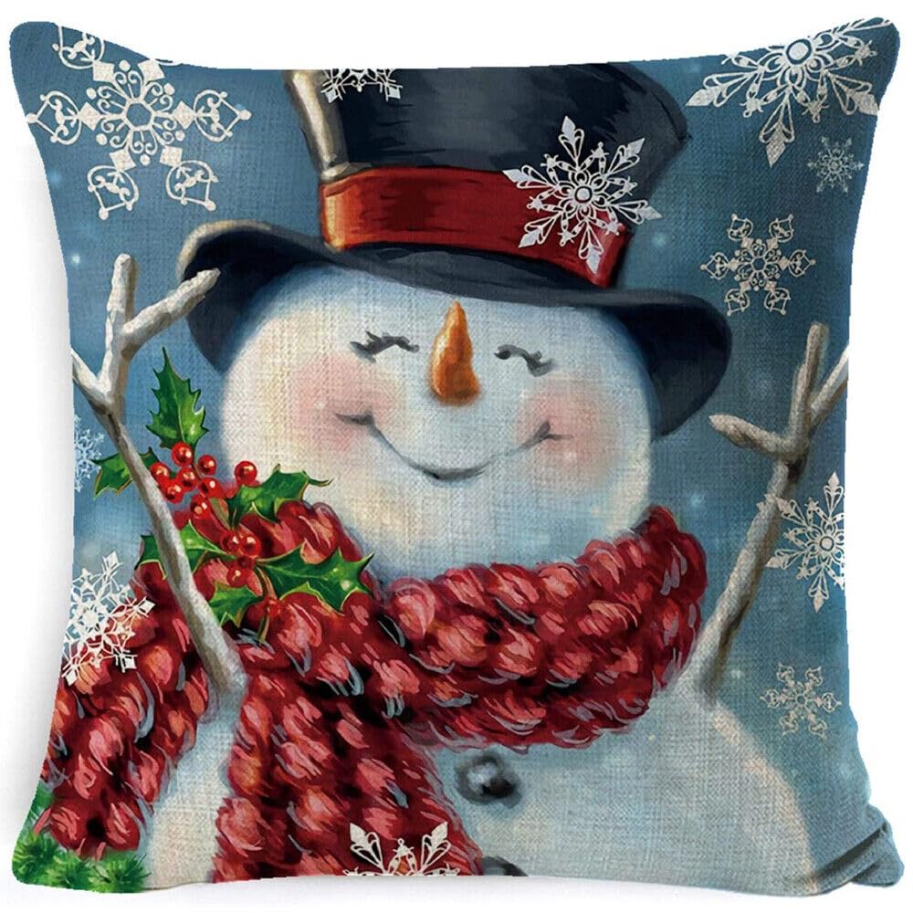 sanjianke-fs 4Pcs Christmas Cushion Covers Xmas Tree Throw Pillow Case Snowman Pillow Covers Xmas Cushion Covers for Home Office Bedroom Sofa Decor Supplies - Image 4