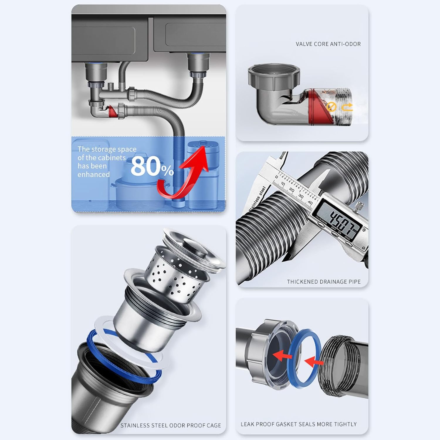 Easy Install Kitchen Sink Drainpipe Set 140mm 110mm Double Outlet Modifiable Plan Global Agreement Permanent PVC Modifiable PVC Kitchen Effluent Structure