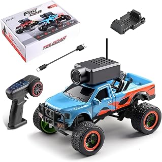 1:64 RC Car, 2.4G FPV Remote Control Off Road Vehicle with HD Camera and LED Lights, APP Controlled for Adults and Teenagers (Blue)