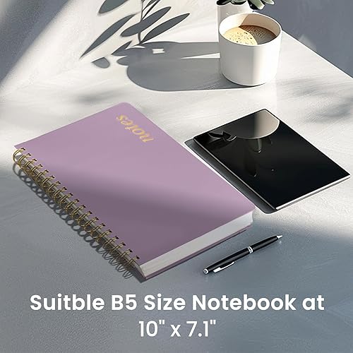 Miniatura 5 de Taja - Cuaderno de espiral forrado para trabajo, 300 páginas gruesas B5 (7.1 x 10 pulgadas), con rayas universitarias para escritura, tomar notas