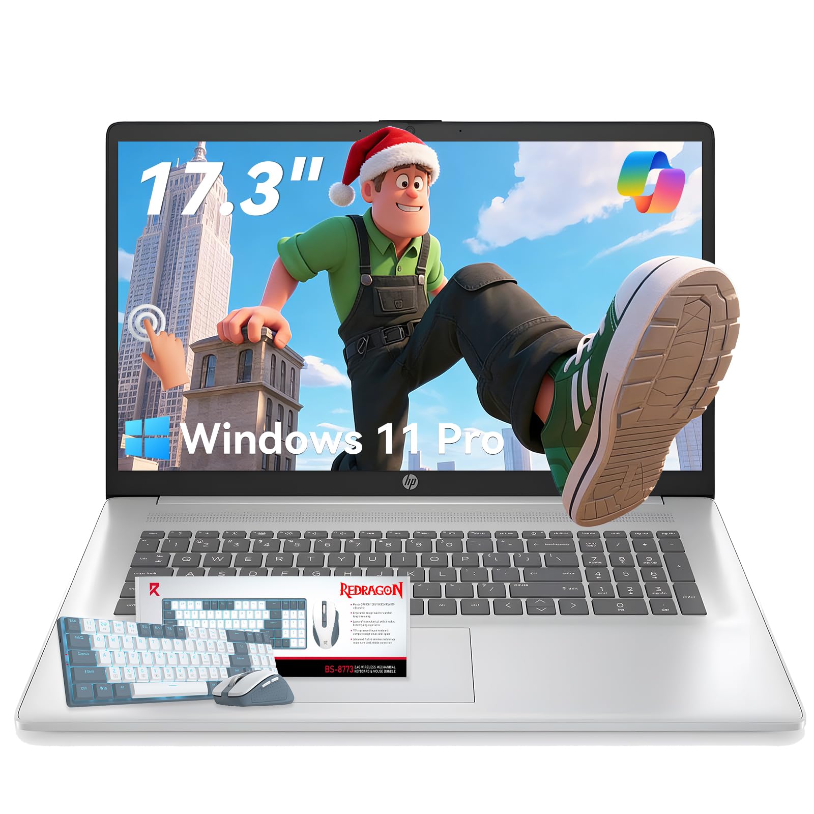 17.3" Business Laptop, Intel 10-Core i5-1334U, Windows 11 Pro with Copilot AI, 32GB RAM, 1TB SSD, Wi-Fi 6, Bluetooth 5.3, Backlit KB, Fingerprint, Numeric Keypad with Branded Laptop KB Kit