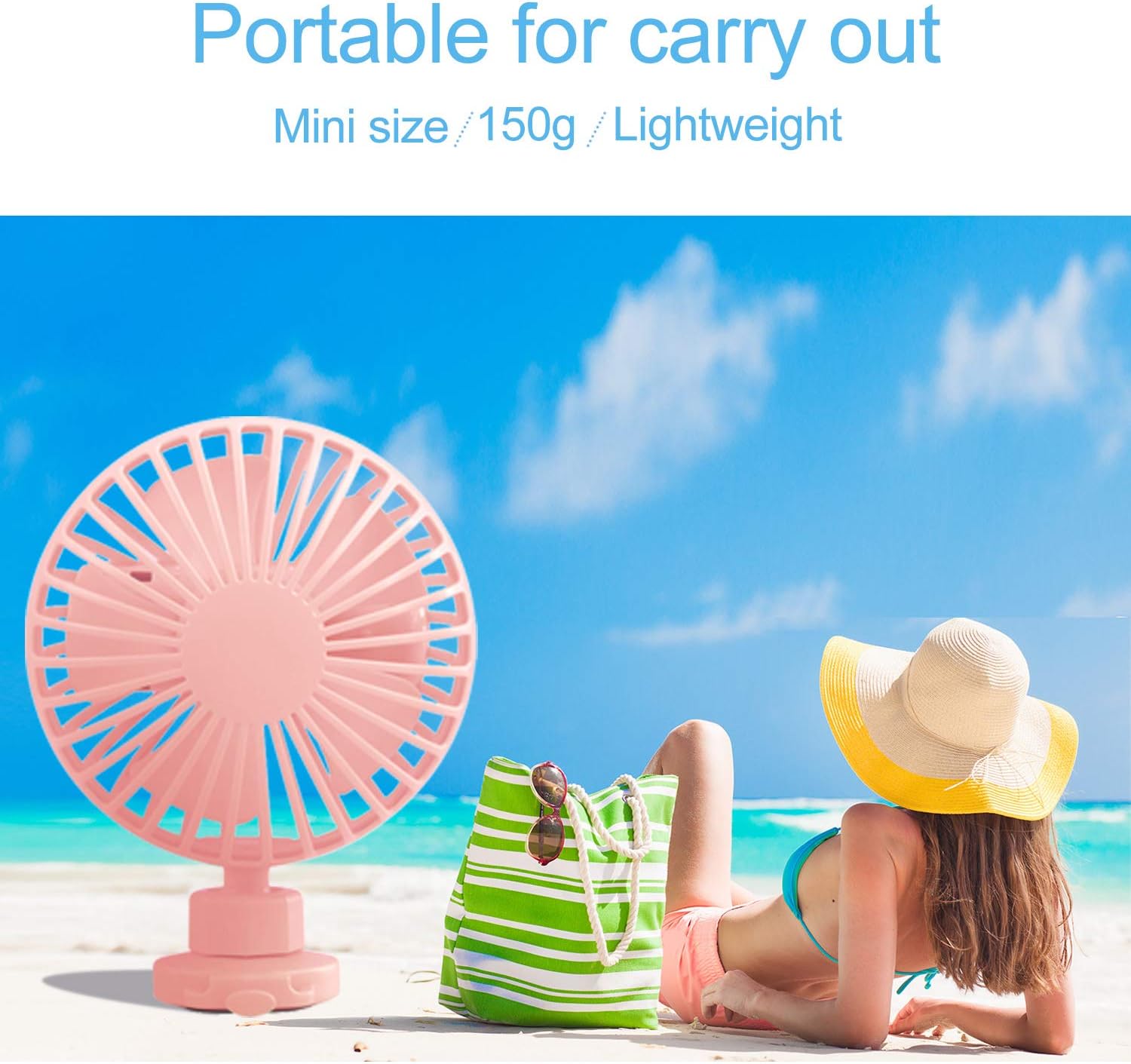 Stroller Fan Clip on for Baby, Battery Operated Fans Portable Mini Handheld with Battery Powered and Flexible Silicon Strap,3 Speeds Personal Fan for Car Seat,Bike/Camping(Pink): Kitchen & Dining