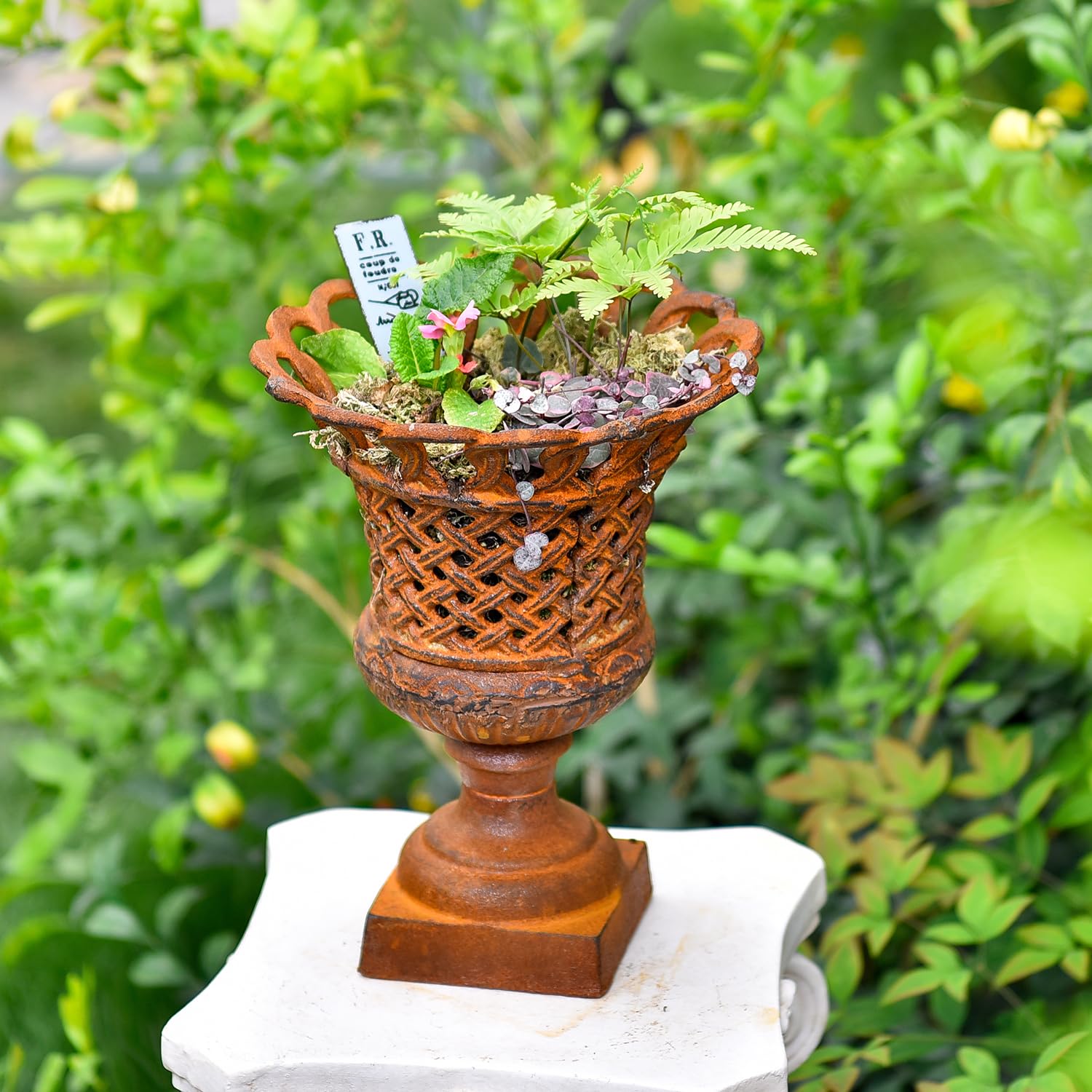 Sungmor Vaso da fiori antico in ghisa, Vaso da fiori decorativo, Vaso da fiori decorativo Vaso da fiori, Composizione floreale da tavolo bianca rustica, Contenitori per piante da esterno Decorazione