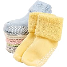 Baby Toddler Kids Cotton Socks with Grips Girl Boy Thick Warm Crew 0-6T