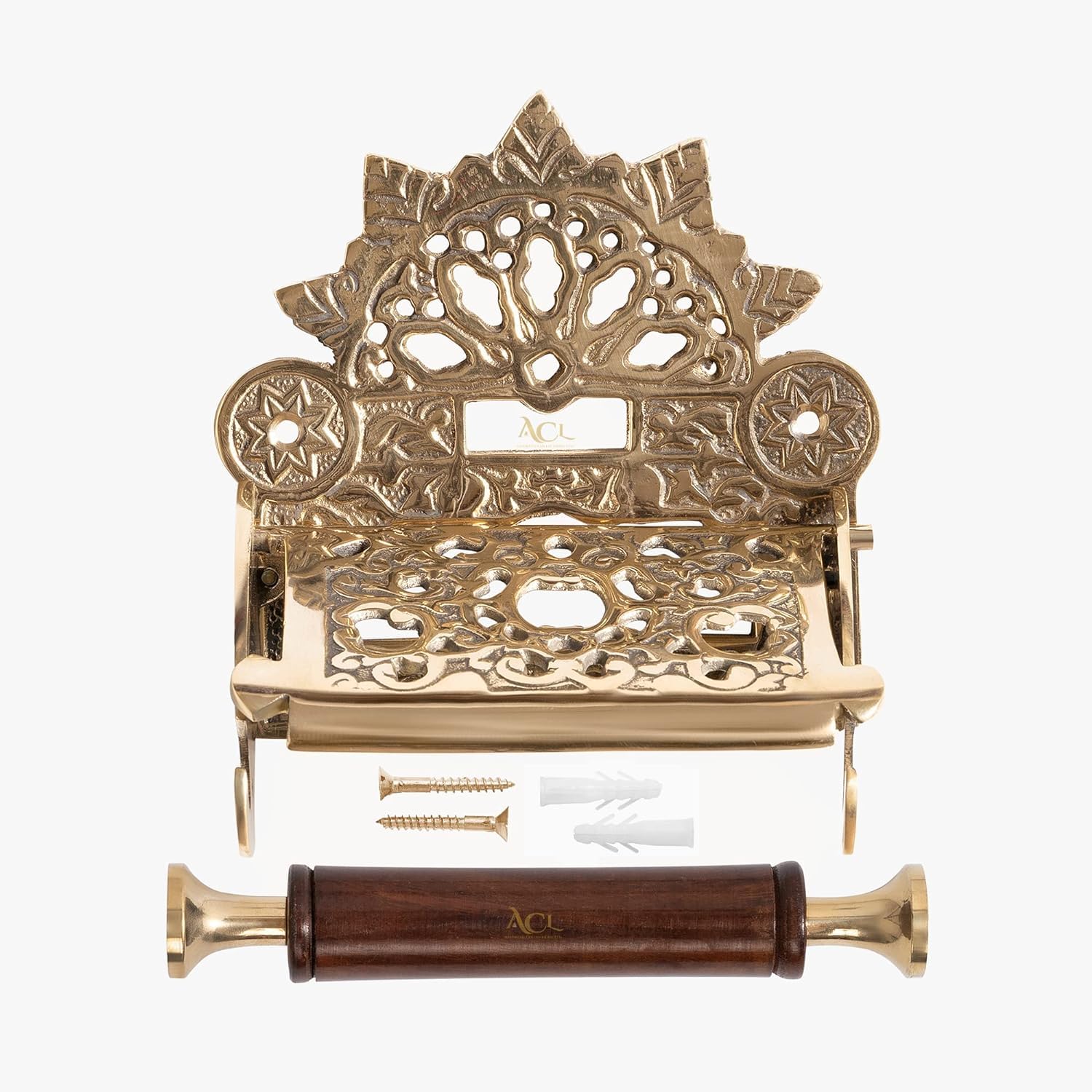 Assorted Collections Wall Mounted Toilet Roll Holder - Flap Design Brass Toilet Paper Holder for Bathrooms - Sleek Novelty Toilet Roll Holder with Included Installation Hardware - Gold - Image 3