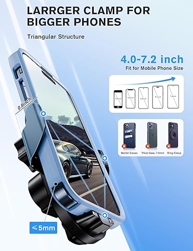 Miniatura 7 de Cargador inalámbrico para automóvil, 15 W, soporte de teléfono de automóvil de carga rápida, sujeción automática, soporte de teléfono para