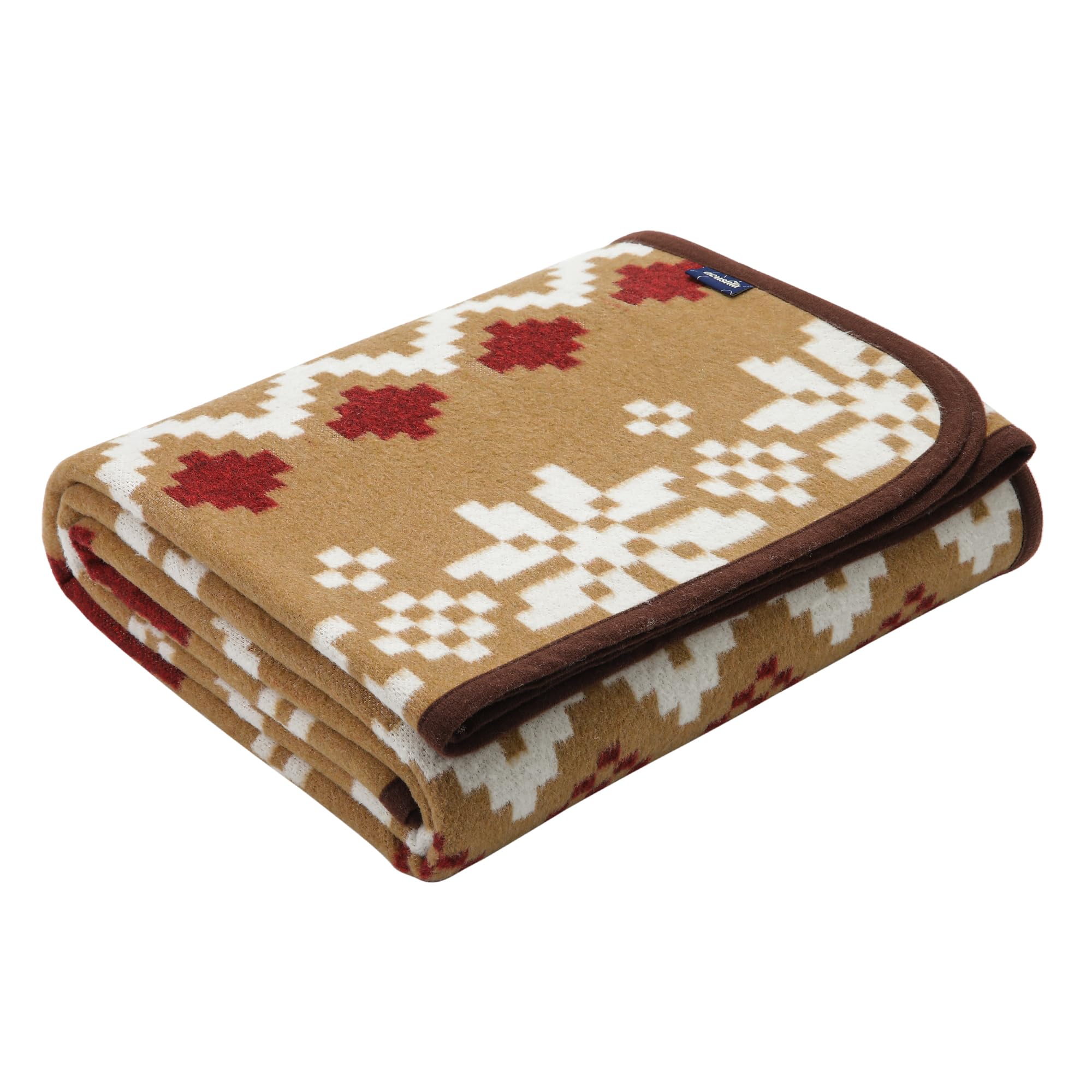 ACUSHLA Merinowolle Wolldecke Kuscheldecke 160x200 cm, Christmas Camel