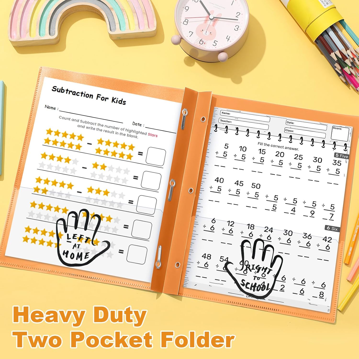 Henoyso 48 Pcs Take Home Folder with Pocket and Prong, Orange image 4