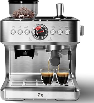Semi-Automatic Espresso Machine with Grinder & Milk Frother, 20 Bar Professional Pressure,95Oz Removable Large Water Tank, Coffee Maker for Cappuccino/Latte/Macchiato, Design for Home Barista
