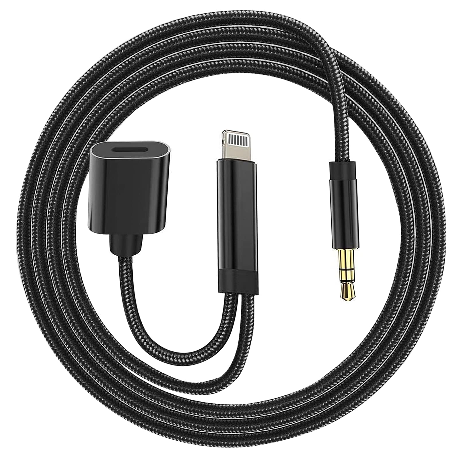 [Apple MFi Certified] Lightning to 3.5mm Aux Cord for iPhone with Charging Port,Audio Charging Cable Works with Car Stereo Speaker Headphone Car Charger Compatible with iPhone 12/11/11 Pro/XS/XR/8/7