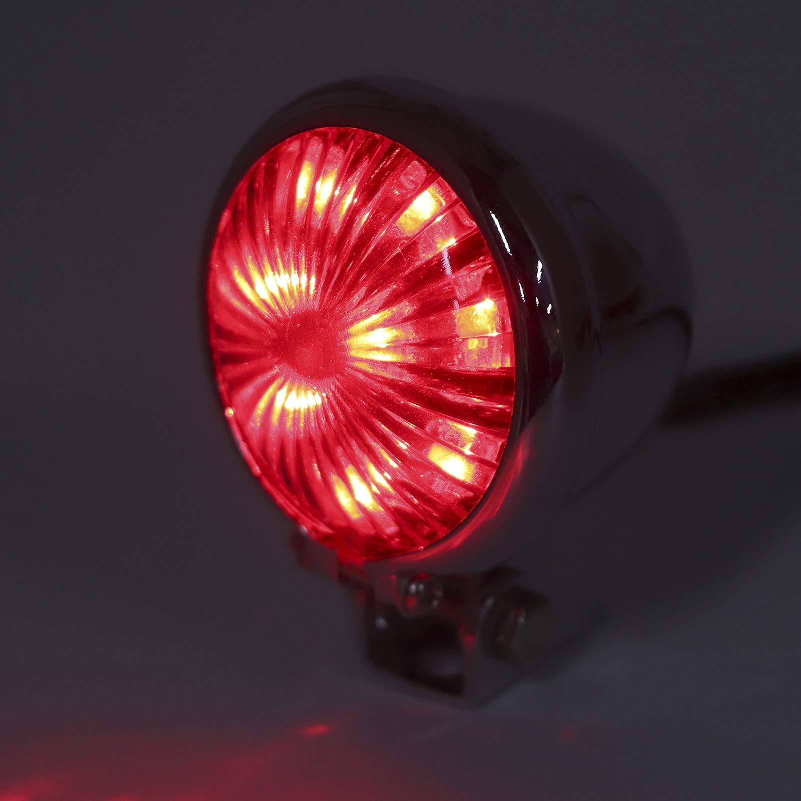 Fanale posteriore per fanale posteriore a LED universale da 12 V per moto con asta di fissaggio a vite(Red-Conchiglia d'argento)