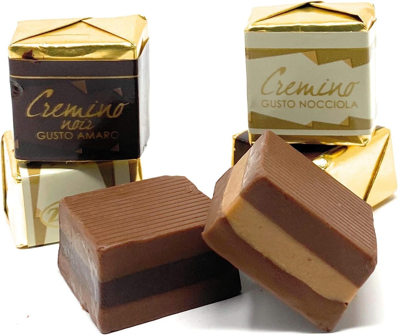 Cremino Layered Gianduia Chocolate w/Rich Hazelnut or Dark Chocolate Center (Cremini assort.) 750gr (70-75 pcs)