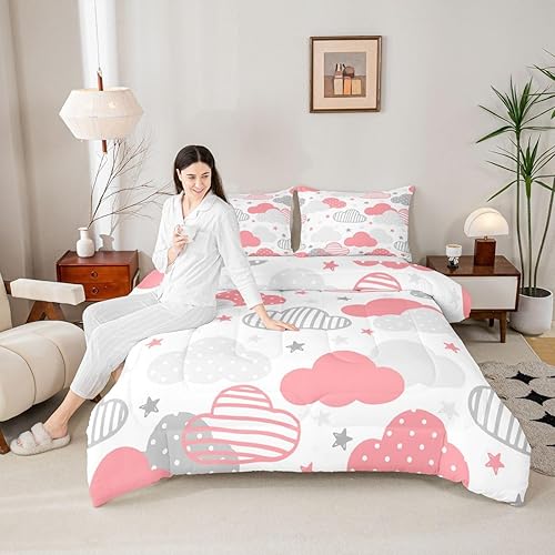 Miniatura 2 de Erosebridal Juego de edredón de 3 piezas con diseño de nube de dibujos animados para niños, juego de ropa de cama y juegos de ropa de cama de