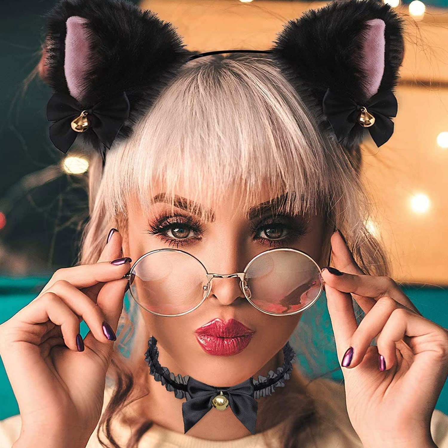 Lot 2 Serre-tête Oreilles De Chat – Noir Et Blanc, Fourrure Douce, Cloches, Réglable – Cosplay, Fêtes, Photo, Enfants Et Adultes