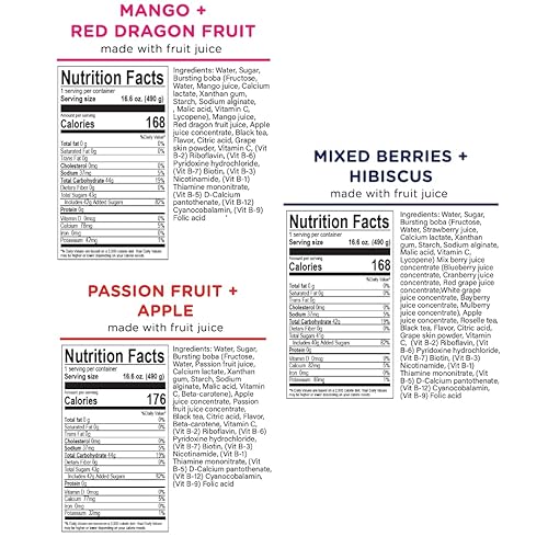 Vista 2 de INOTEA POBBLE BURSTING BUBBLE TEA (paquete de 3 latas) incluye tarjeta de agradecimiento de saltación, té helado enlatado hecho con jugo de fruta