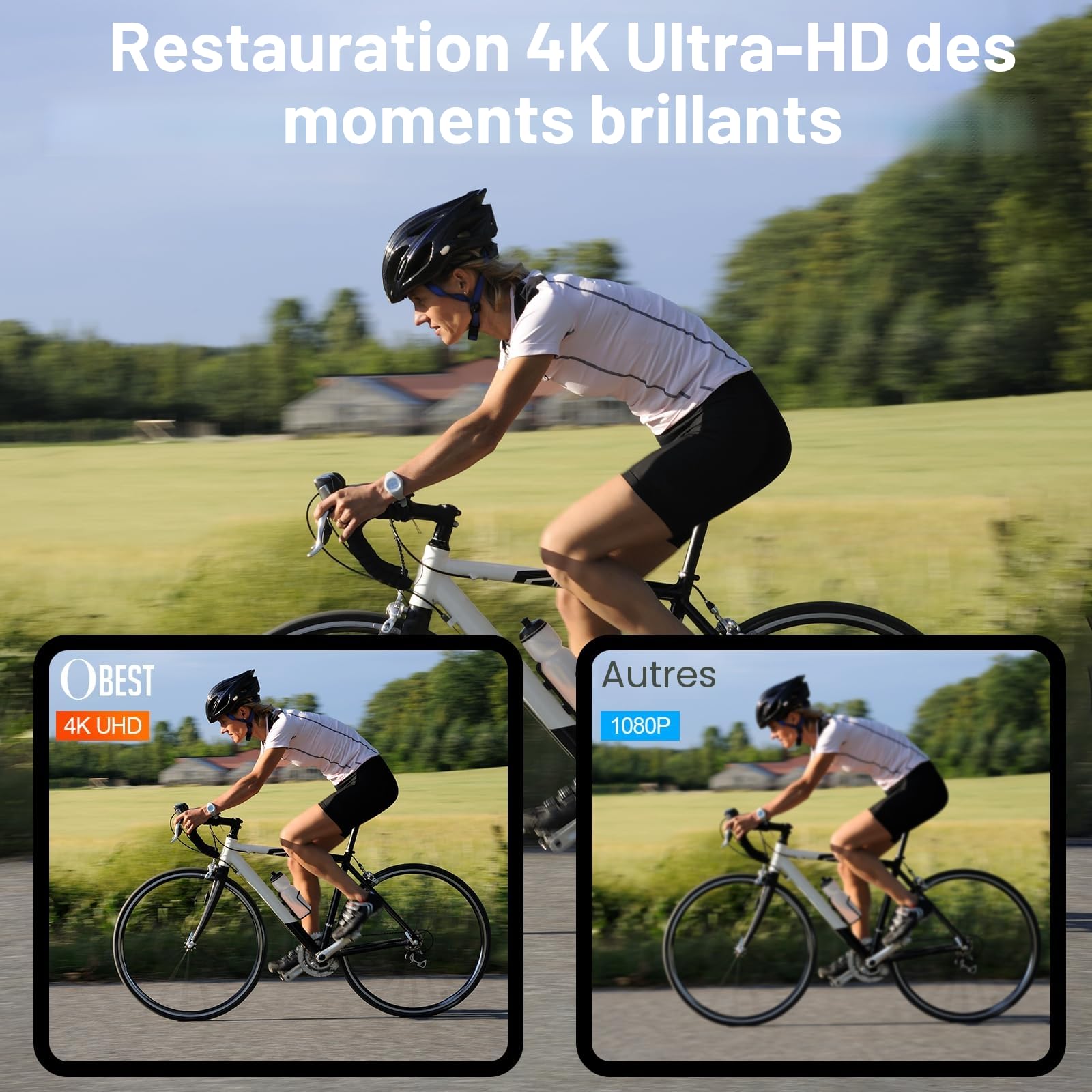 OBEST Caméra Action 4K Étanche WiFi,Caméra Vlog Objectif Grand Angle de 120°,Camera Casque Moto Magnétique IP68 Étanche à 30M,Batterie de 800 mAh Convient pour Vélo,Ski,Plongée,Vlog,Chat,Chien