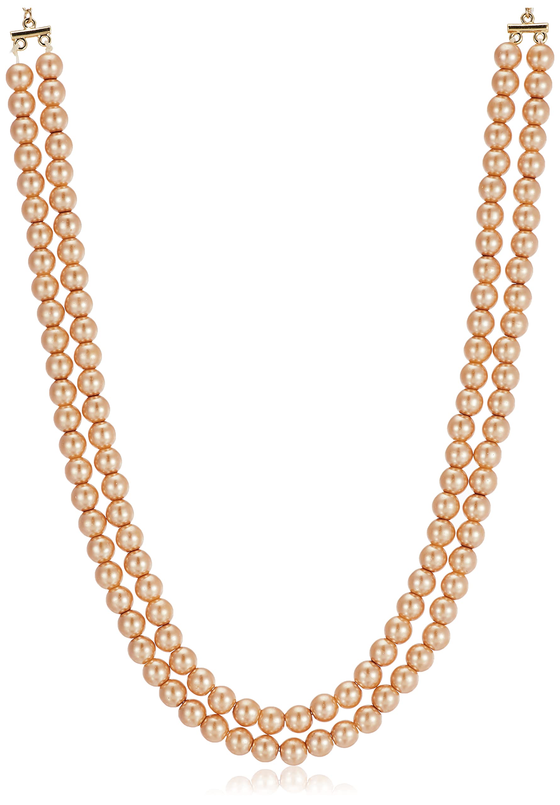 Estele 24kt Gold Plated Double Line Golden Pearls Necklace for Women with Lobster Clasp (B09884XFPF) Amazon Price History, Amazon Price Tracker